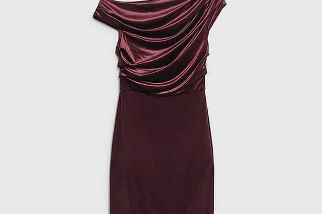 “Velvet and crushed velvet are dominant materials,” she adds. “But equally, lace is having a moment. If you’re worried about being chilly, consider jacquard lace.”