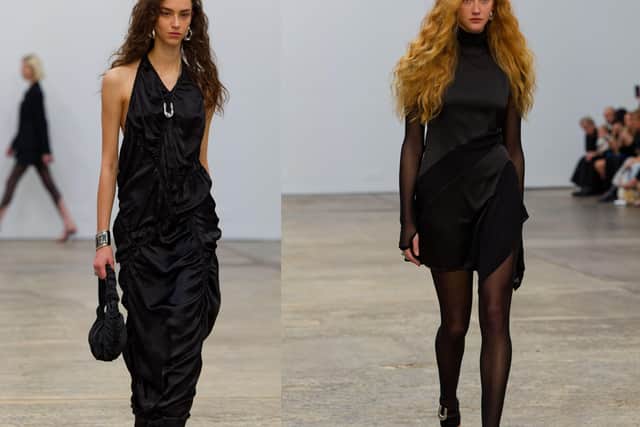 “This year, the palette is much richer. We’re seeing lots of statement sleeves and tie necks. Similarly, fabrics are bolder – velvet, satin, lace, metallics, rather than chiffon or cotton.”