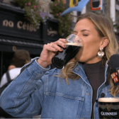 NFL presenter and reporter Jamie Erdahl attempts to 'split the G' during a live broadcast from Dublin | PICTURE: X / @GMFB