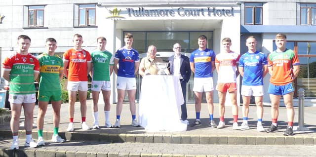 Offaly senior football captains with Offaly GAA chairman Tom Parlon and sponsor.