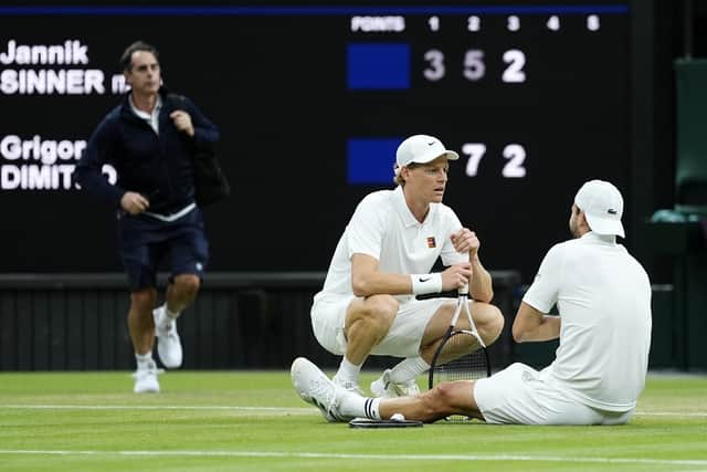 Fourth round – Jannik Sinner beat Grigor Dimitrov 3-6 5-7 2-2 ret