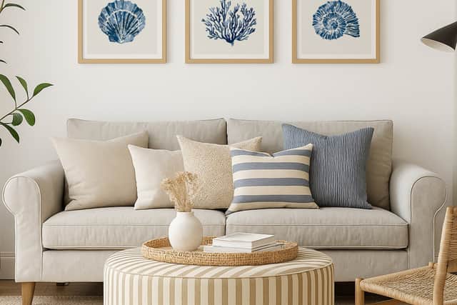 3. Set of Three Indigo Coral and Shell Art Prints – Framed, £177, Beach House Art
