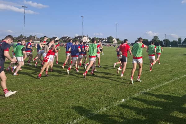 Edenderry coming onto the field for their game against Bracknagh