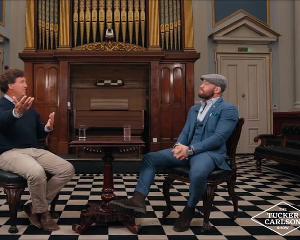 Tucker Carlson interviewed Conor McGregor at the historic Freemasons' Hall in Dublin