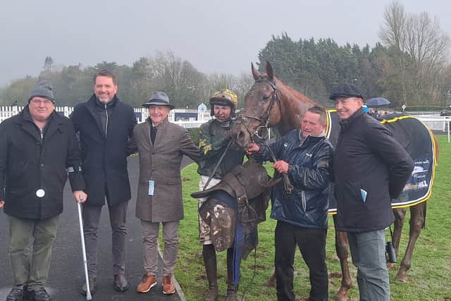 “I’d imagine we’re looking towards Fairyhouse and Punchestown and whether we go for a novice race or a handicap, we’ll have to see. We think he’s better than he’s looked on soft ground.”
