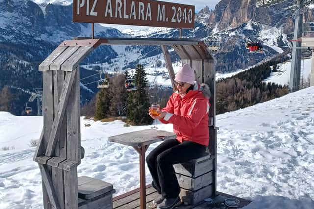 After a morning guided around the slopes by instructors from Dream Beyond, which offers personalised itineraries across the whole of Italy, including the Dolomites, and knows all the best spots to eat and ski, we arrive at Piz Arlara. The family-run restaurant is nestled at 2,040m above Corvara with blue runs in and out, and with deck chairs to recline in while overlooking surely one of the Alps’ most spectacular views.