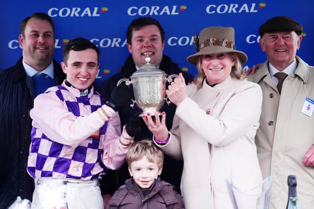She told Sky Sports Racing: “I can’t put it into words and for our little yard in Shropshire, days like this we watch on the telly, we’re not part of it. It’s unbelievable, I don’t know whether to laugh or cry to be honest.