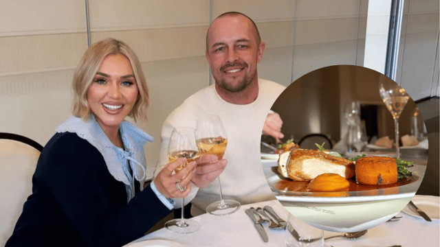 Erin gets ready for menu tasting, pictured right beside her fiancé Terry Kavanagh enjoying their wedding tasting menu but is it at the Cashel Palace Hotel? CREDIT: Erin McGregor's Instagram page