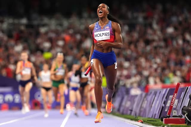Jamaica looked to be in contention, but ruled themselves out in the second leg when Andrenette Knight lost the baton after bumping into Ireland’s Rhasidat Adeleke.