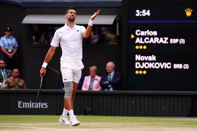 He was winning only a third of the points there, though, dropping serve again on a double fault after Alcaraz had sent down a serve at 136 miles per hour, his fastest of the tournament.