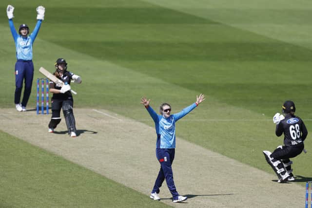 England all-rounder Dean’s four for 38 off nine overs had earlier helped reduce New Zealand to 134 for nine in the 29th over and they were all out for 156 in the 34th.