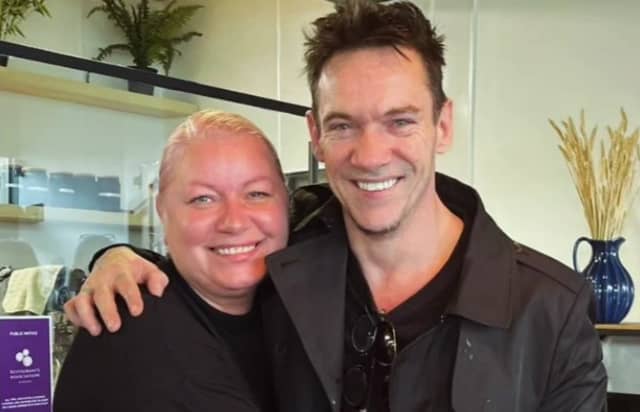 Sigita from Arán with Jonathan Rhys Meyers / PICTURE: Arán Kilkenny