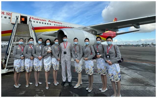 Members of the Hainan Airlines crew ready to depart | PICTURE: X/DublinAirport