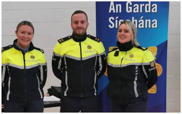 Garda Kelly, Garda McClean and Garda McEvoy speak to students about pursuing a career with the gardaí | PICTURE: X/GardaInfo