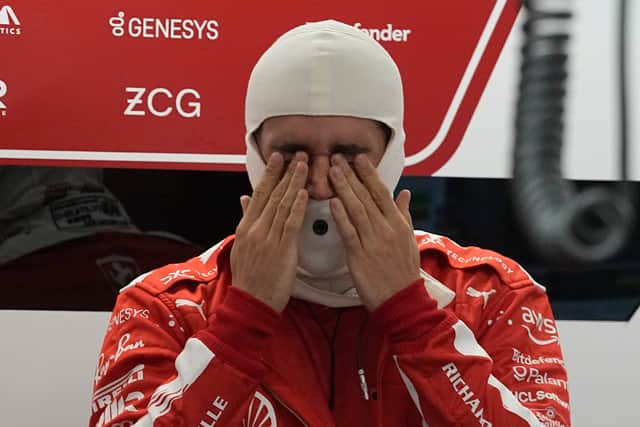 Ferrari’s Charles Leclerc topped the order, with Max Verstappen sixth and Lewis Hamilton ninth, but the event – billed by F1 chiefs as the greatest show on earth – dramatically unravelled more than seven hours previously.
