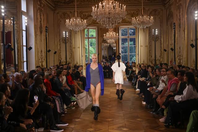 Knitwear also featured prominently alongside printed maxidresses and sculptural minidresses.
