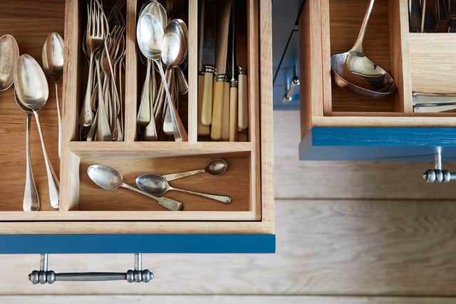 Elizabeth Sherwin, creative director at Naked Kitchens says: “Drawers are brilliant for easy access, but shelves can often allow for greater storage volume.”