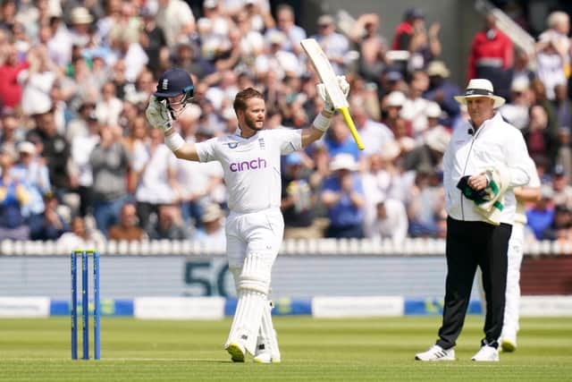 Duckett held his arms aloft after he made it to a hundred from 106 deliveries following a chanceless innings.