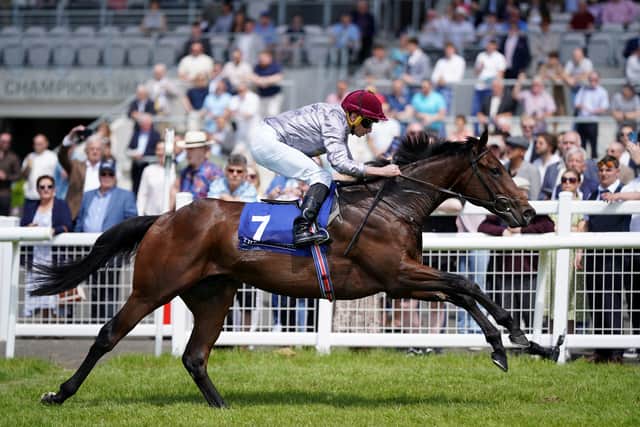 Third on his debut in a Listed race, he appreciated the step up to six furlongs and the 4-6 favourite bounded four and a quarter lengths clear of Mr Saturday.