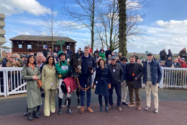 Fourofakind provided fledgling trainer Harry Derham with the 10th winner of his debut season in the Haydock Park Welcomes Racing To School Maiden Hurdle.