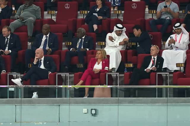 Germany’s interior minister Nancy Faeser, who was sitting close to FIFA president Gianni Infantino in the VIP box, wore a OneLove armband in support of the national team.