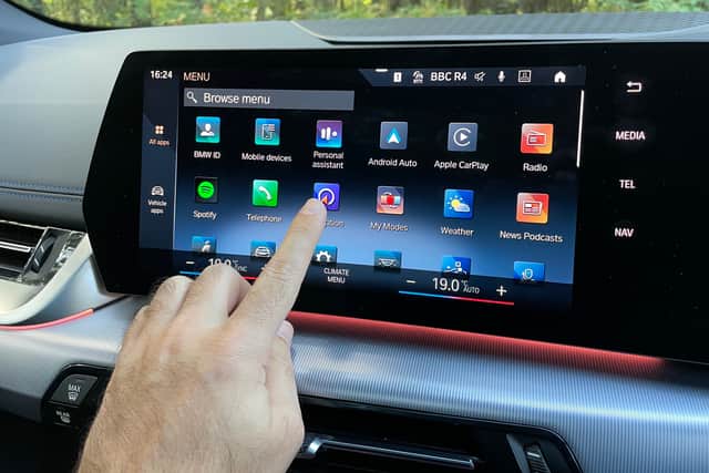 Curiously, the new BMW i4 electric saloon (and, indeed, the iX) still has a rotary wheel on the centre console, but the 2 Series Active Tourer doesn’t. Sounds like a bit of a privileged thing to moan about, but now the only way to select icons and cycle through menus (and there are many, many menus in the latest iDrive 8 system) is by using the touchscreen.
