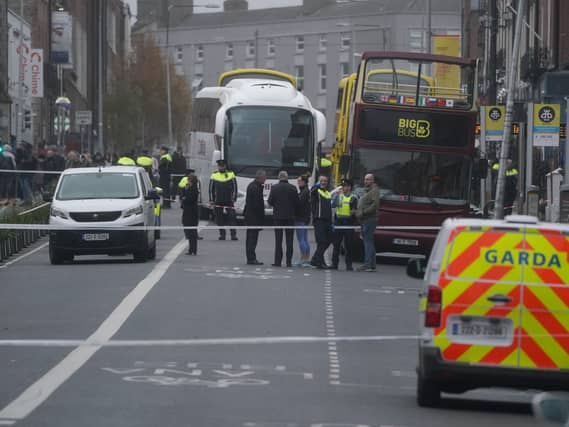 Police officers and vehicles in Dublin city centre