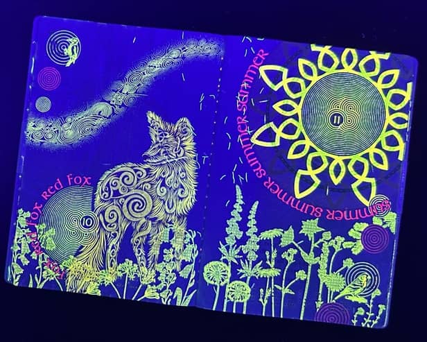 Artwork visible under ultra-violet light features in the new Irish passport