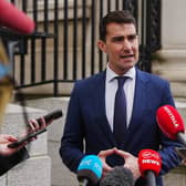 Minister for Public Expenditure and Public Service Reform Jack Chambers speaks to the media