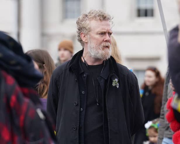 Glen Hansard at a Ukraine war demo