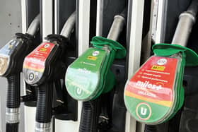 A view of fuel pumps at a service station in Dublin
