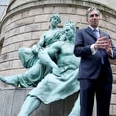 Simon Harris outside Leinster House