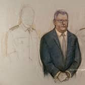Court artist sketch of Jeffrey Donaldson in court