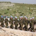 Irish troops on parade outside