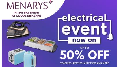 Incredible offers now on at Menarys in Goods Kilkenny with up to 50% off all electrics