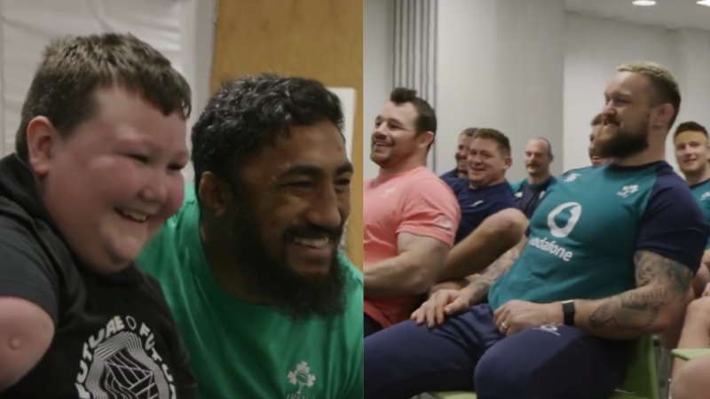 WATCH: Ireland rugby team sing to Dáire Gorman during special squad visit