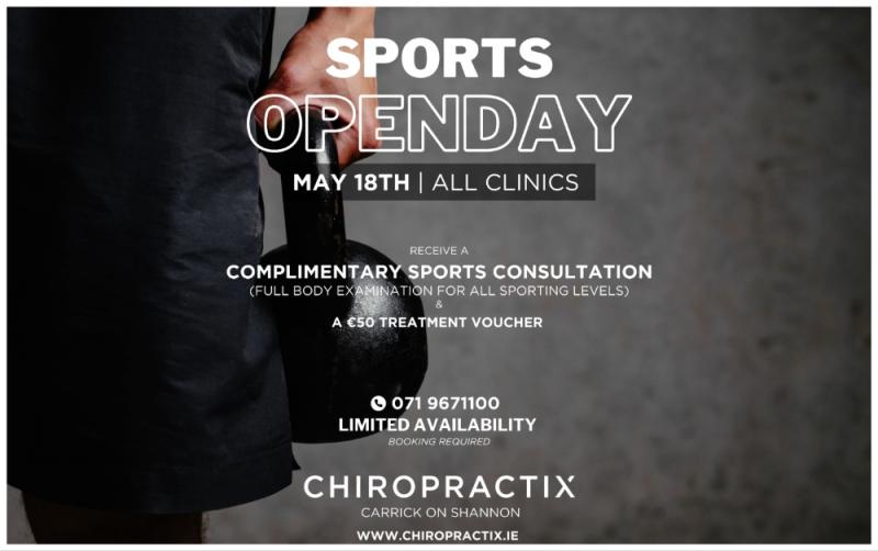 Carrick-on-Shannon chiropractors offer free sports consultation, &euro;50 treatment voucher and more for open day