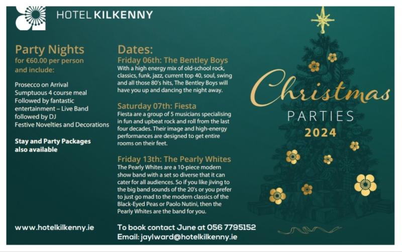 Unforgettable Christmas parties at the 4 Star Hotel Kilkenny!