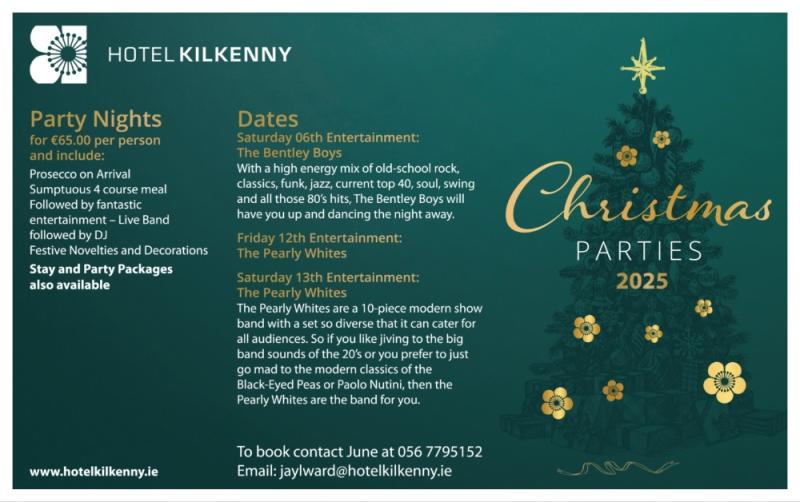Get in the festive spirit with unforgettable Christmas parties at the 4 Star Hotel Kilkenny