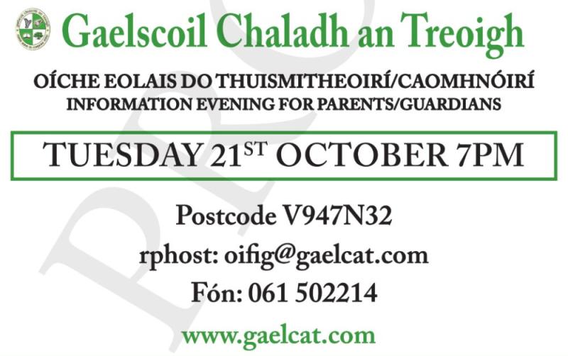 Come experience all that Gaelscoil Chaladh an Treoigh has to offer at their open night! 