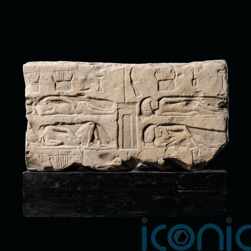 Ancient Egyptian limestone relief of female musicians at risk of leaving UK