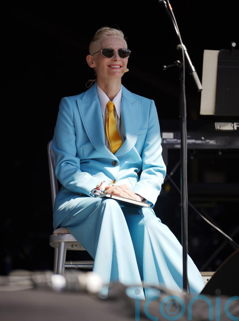 Tilda Swinton joins Max Richter on Glastonbury stage for spoken word performance