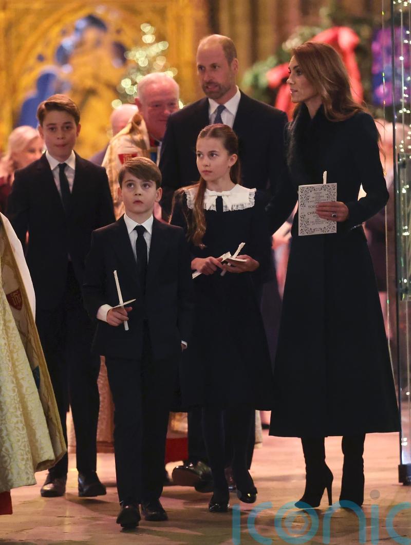 George, Charlotte and Louis get into the festive spirit at Kate’s carol service