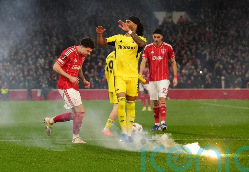 Nottingham Forest players forced to dodge fireworks thrown by Fenerbahce fans