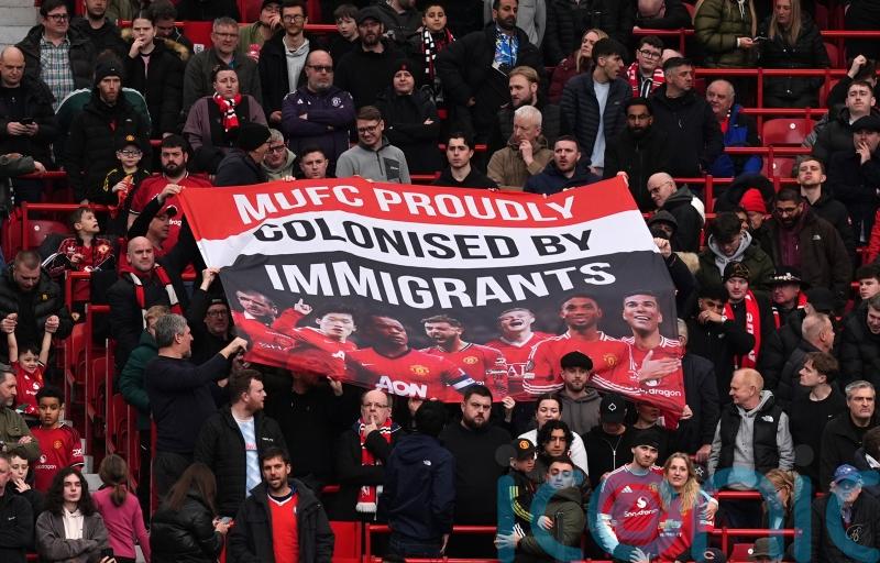 Man Utd fans display &lsquo;MUFC proudly colonised by immigrants&rsquo; banner