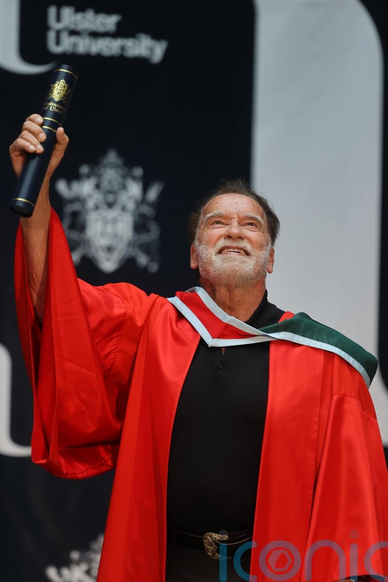 Arnold Schwarzenegger back in Belfast as he receives honorary degree